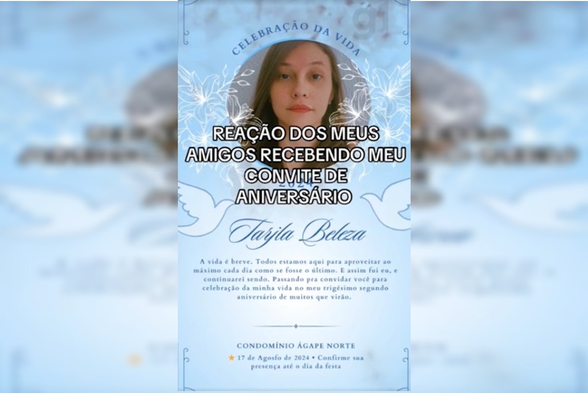 Convite de aniversário viraliza ao lembrar folheto de missa de 7º dia |  Metrópoles