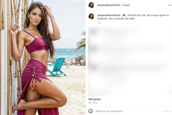 Imagem colorida mostra postagem feita pela ex-panicat Ana Paula Leme - Metropoles