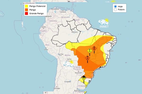 Imagem colorida de mapa com onda de calor