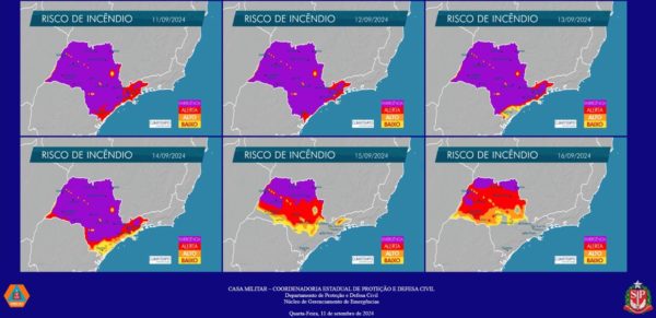 Defesa Civil atualiza número de focos ativos de incêndio em São Paulo. Nesta quarta, SP liderou ranking de cidades com pior qualidade do ar - Metrópoles