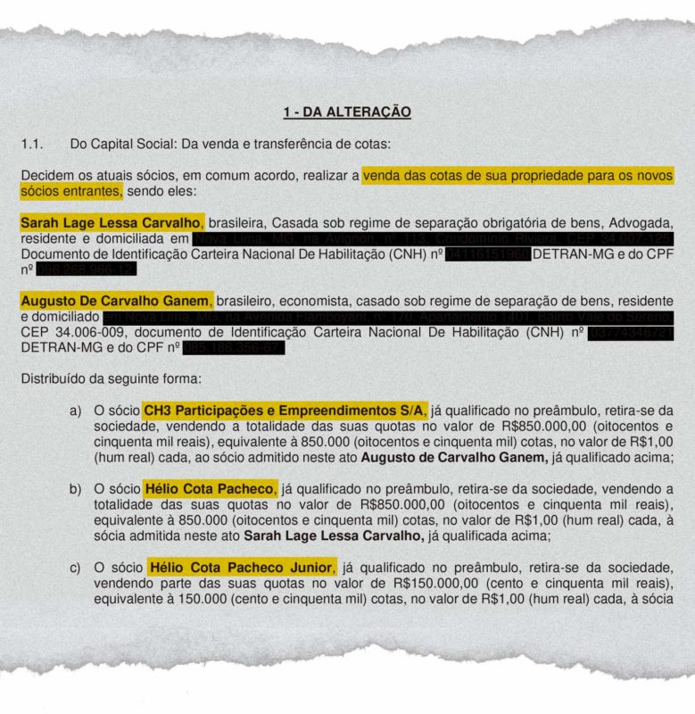 Documento obtido pela coluna confirma venda da Auto Ônibus, que pertencia a Pacheco, a grupo do empresário Rubens Lessa