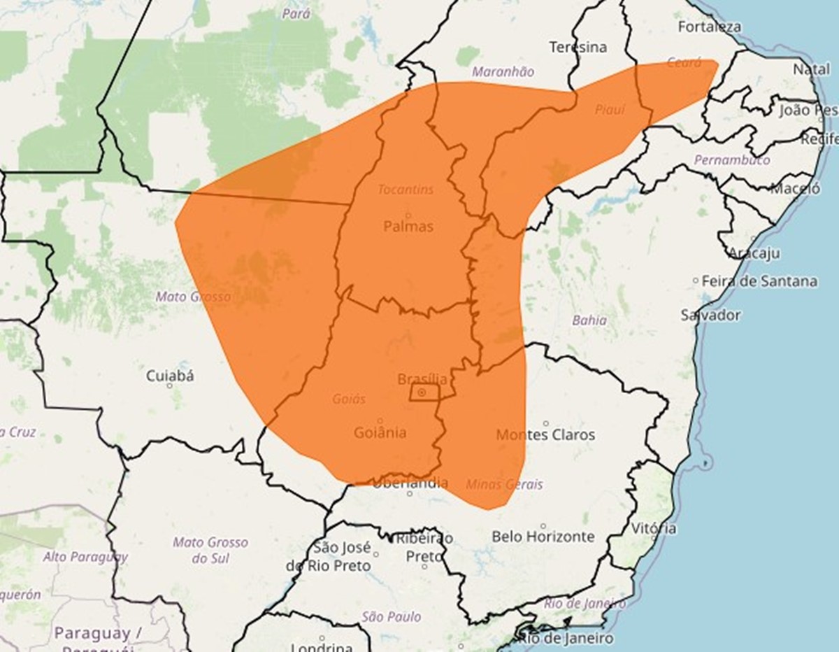 Mapa de perigo por baixa umidade Inmet