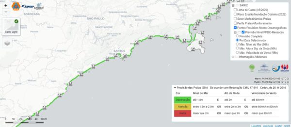 Plataforma tecnológica antecede em até 4 dias fenômenos como ressacas, associadas com a erosão costeira intensa, nas praias de São Paulo - Metrópoles