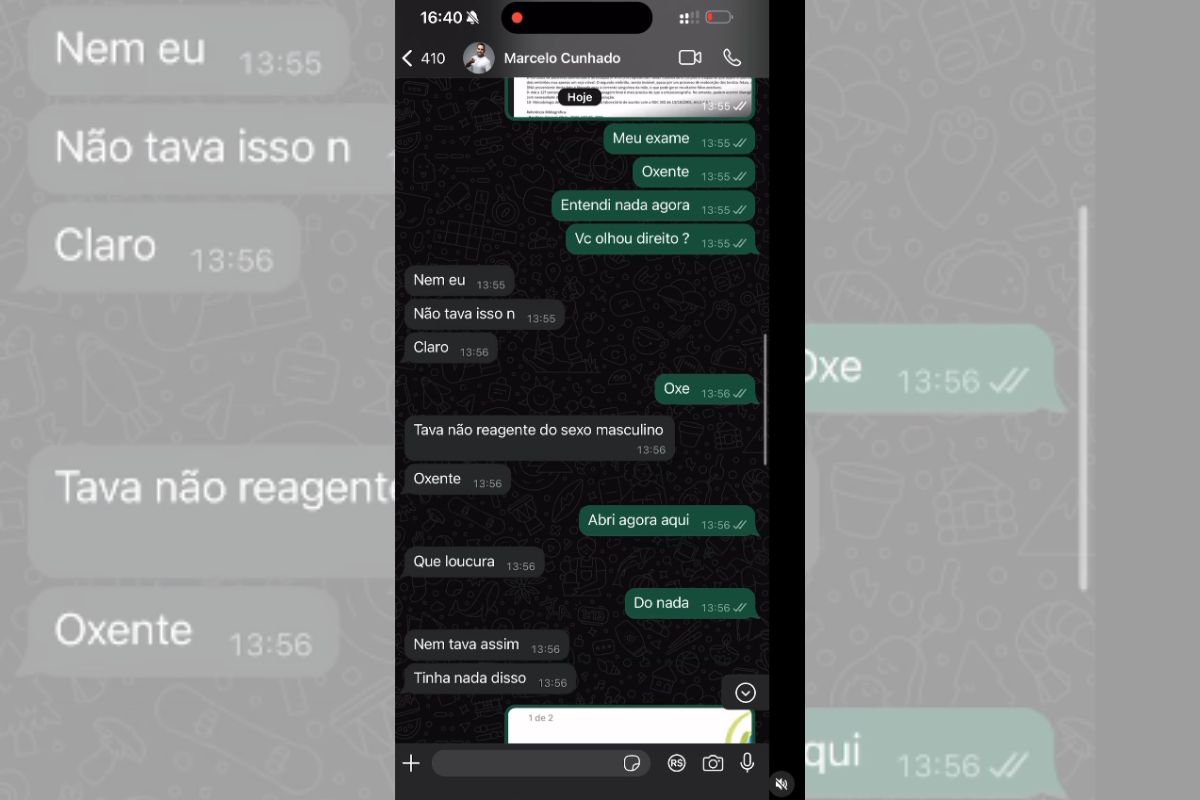 Foto colorida de um print do WhatsApp - Metrópoles