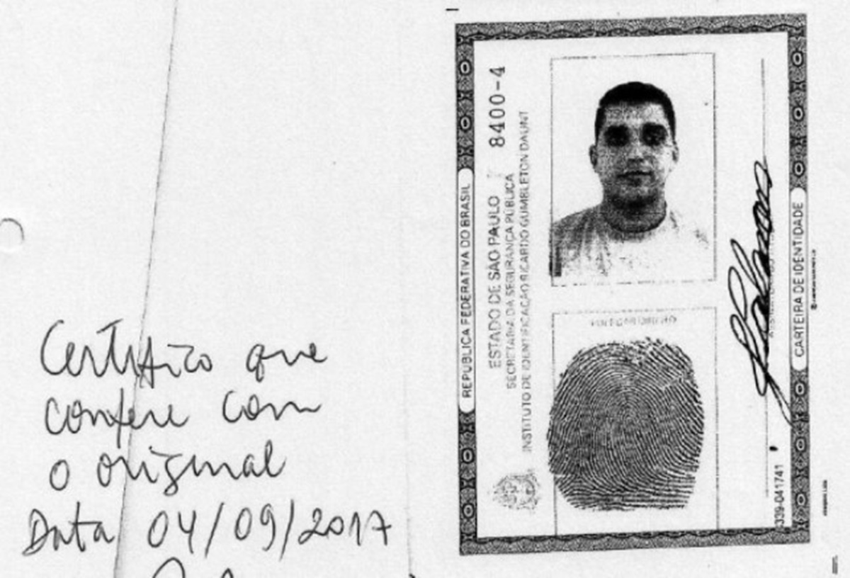 Foto de documento com foto de documento de Jamir investigado tráfico operação brabo - Metrópoles