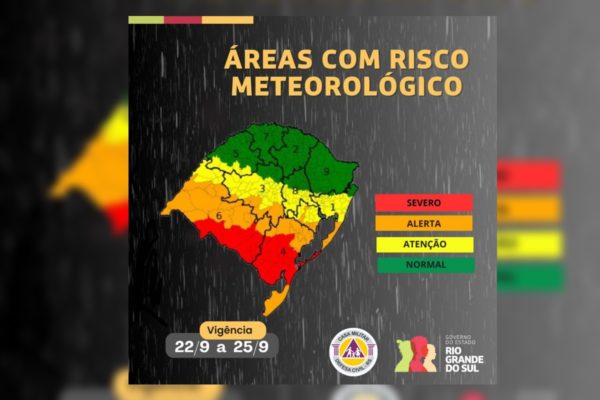 Imagem colorida mapa risco de chuva