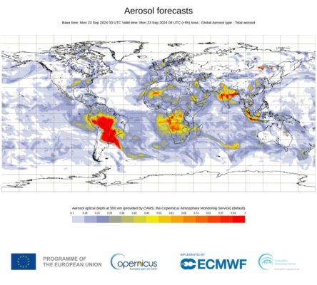 Observatório climático Copernicus aponta mancha de poluição sobre o Brasil. SP está no top 5 entre cidades com pior qualidade de ar do mundo - Metrópoles