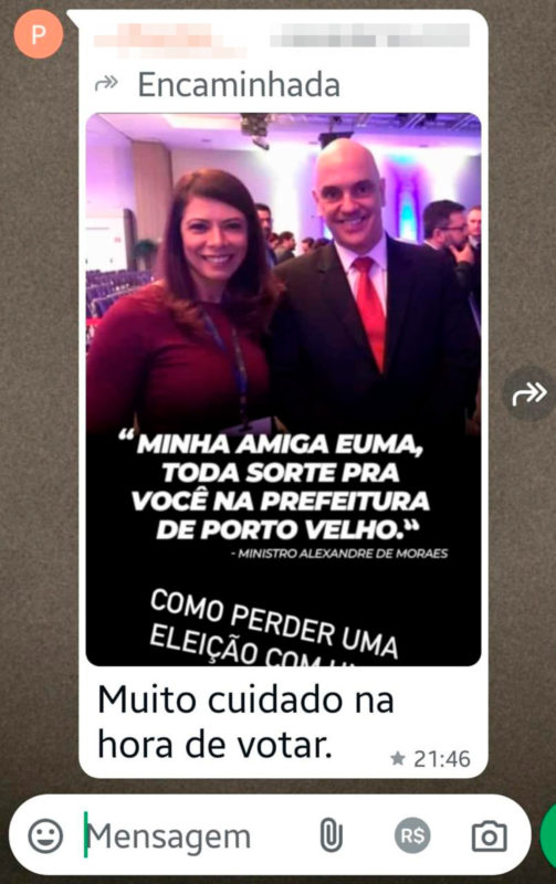 Moraes desmente fake news que circula em campanha a prefeitura