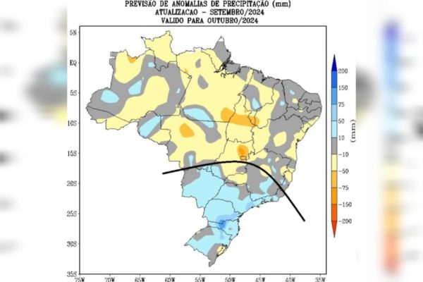 imagem colorida de previsão de chuvas para outubro