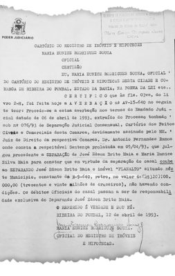 Pai de Ricardo Maia enviou registro em cartório mostrando ser dono de propriedade em disputa entre os doi