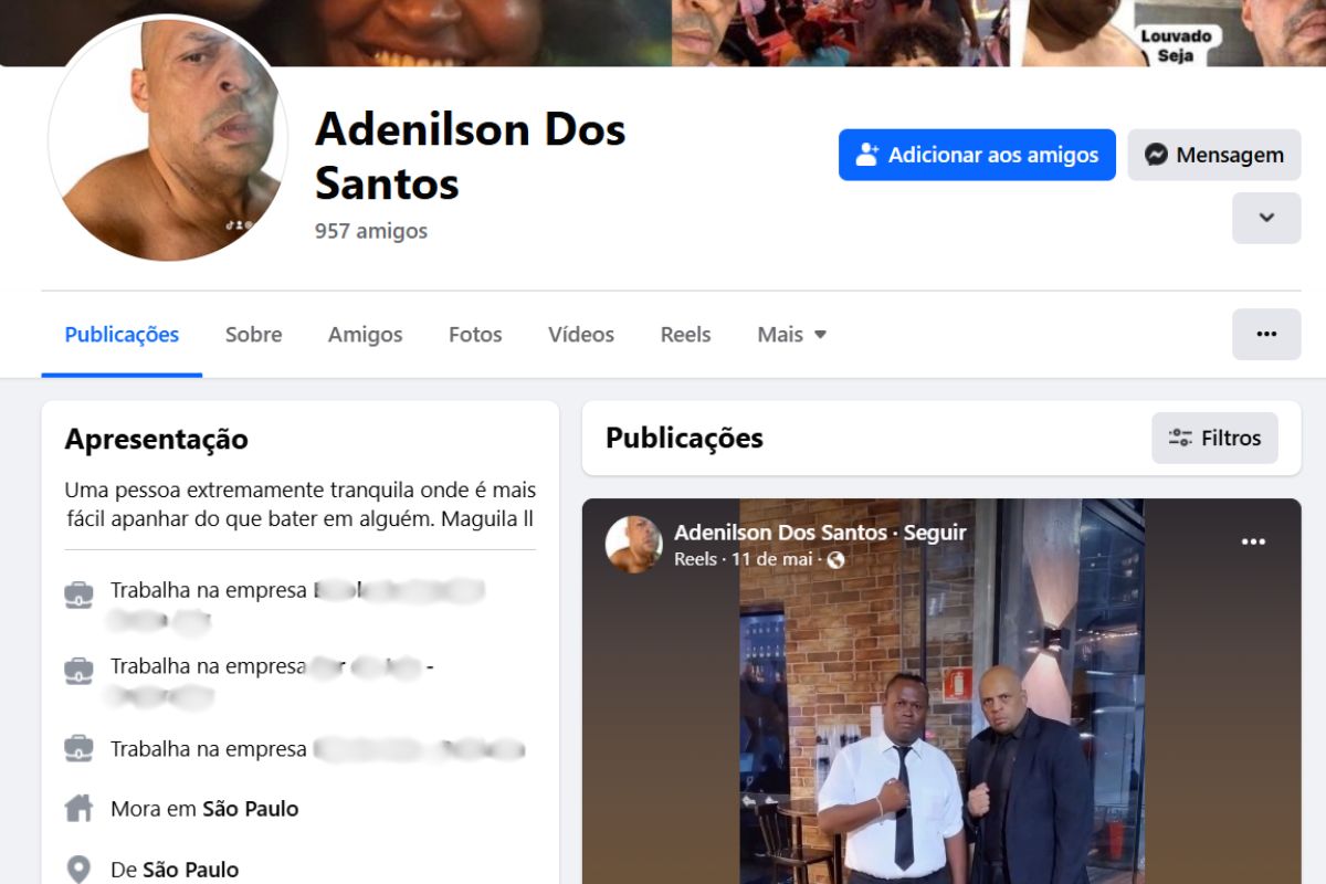 Bio nas redes de Adenilson, filho de Maguila, que espancou um vendedor ambulante em SP, diz que ele "é mais fácil [ele] apanhar do que bater em alguém" - Metrópoles