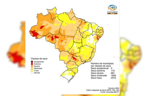 Imagem colorida mapa monitor de secas outubro