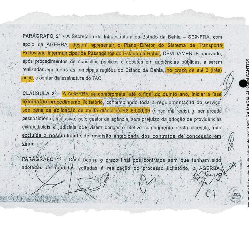 Trecho do termo de ajustamento de conduta firmado em 2015 entre o Ministério Público e o governo da Bahia