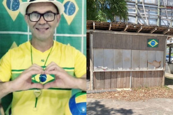 Imagem colorida de homem-bomba e casa onde ele residia em Santa Catarina - Metrópoles