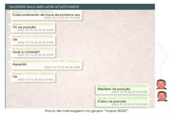 Imagem colorida de print de conversa de militares - Metrópoles