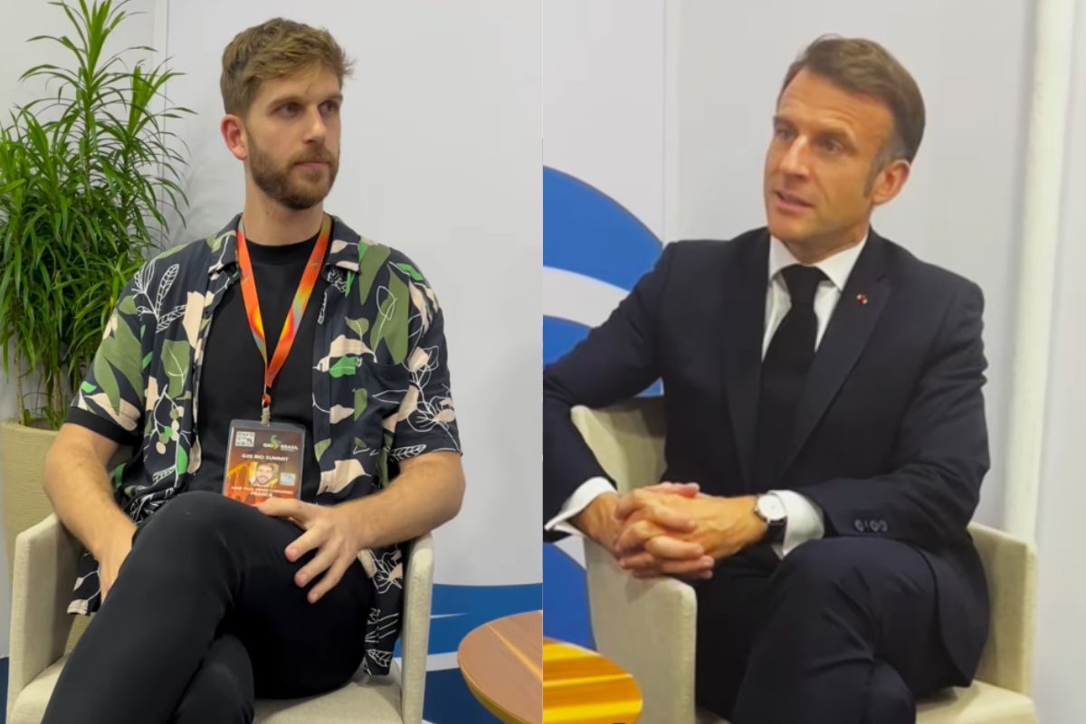 Foto colorida de Emmanuel Macron e Paul Cabannes - Metrópoles