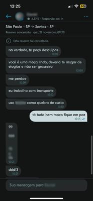 Apesar da abordagem, Júlia levou o caso na brincadeira e não se sentiu assediada. O motorista enviou seu número de telefone para ela - Metrópoles