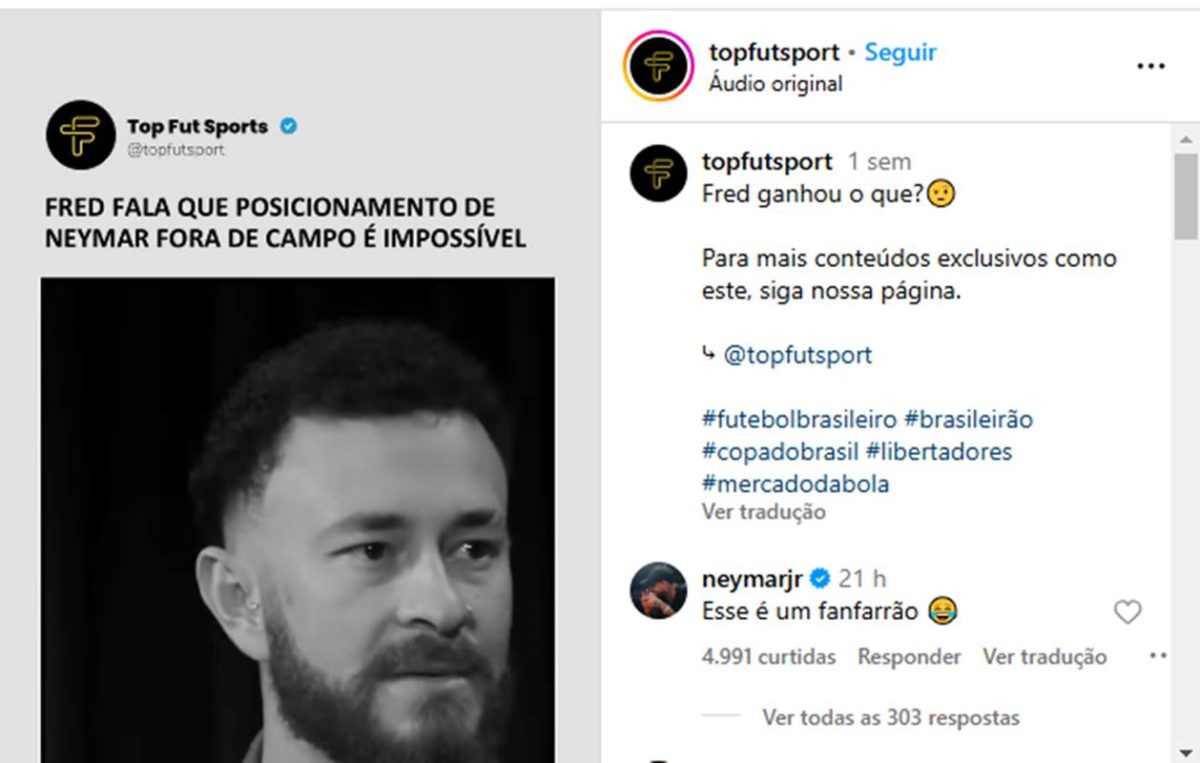 Neymar chama Fred Bruno de fanfarrão - Metrópoles