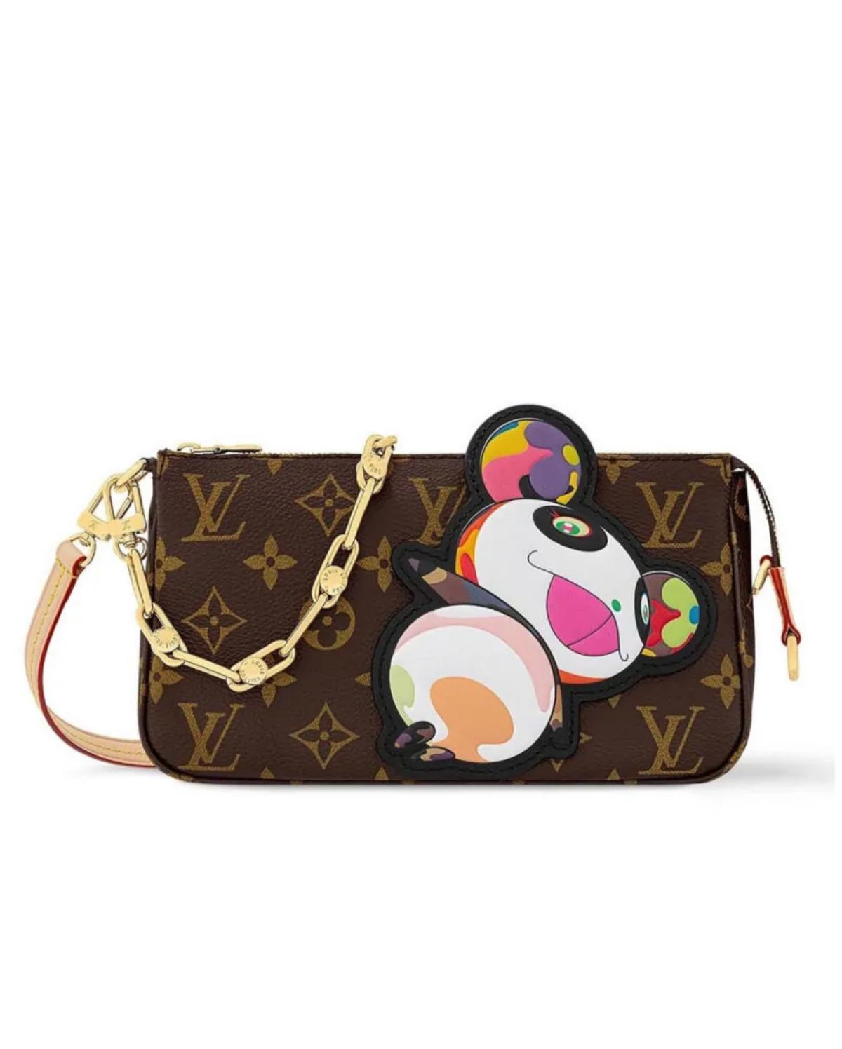 Na imagem com cor, produtos de divulgação da Louis Vuitton com o artista japonês Takashi Murakami - metrópoles 