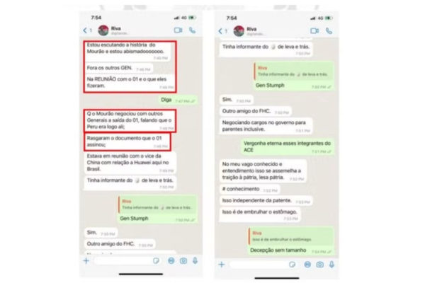 Imagem colorida, prints de uma conversa obtida pela PF - Metrópoles
