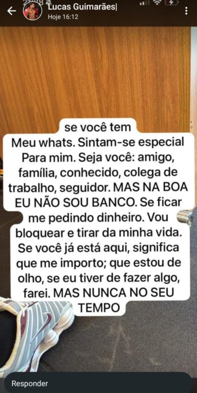 Stories de Lucas Guimarães no WhatsApp