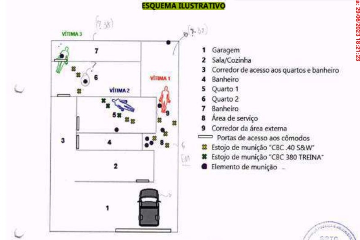 Imagem de laudo de local de crime - Metrópoles