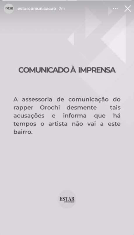 Orochi se manifesta sobre agressão