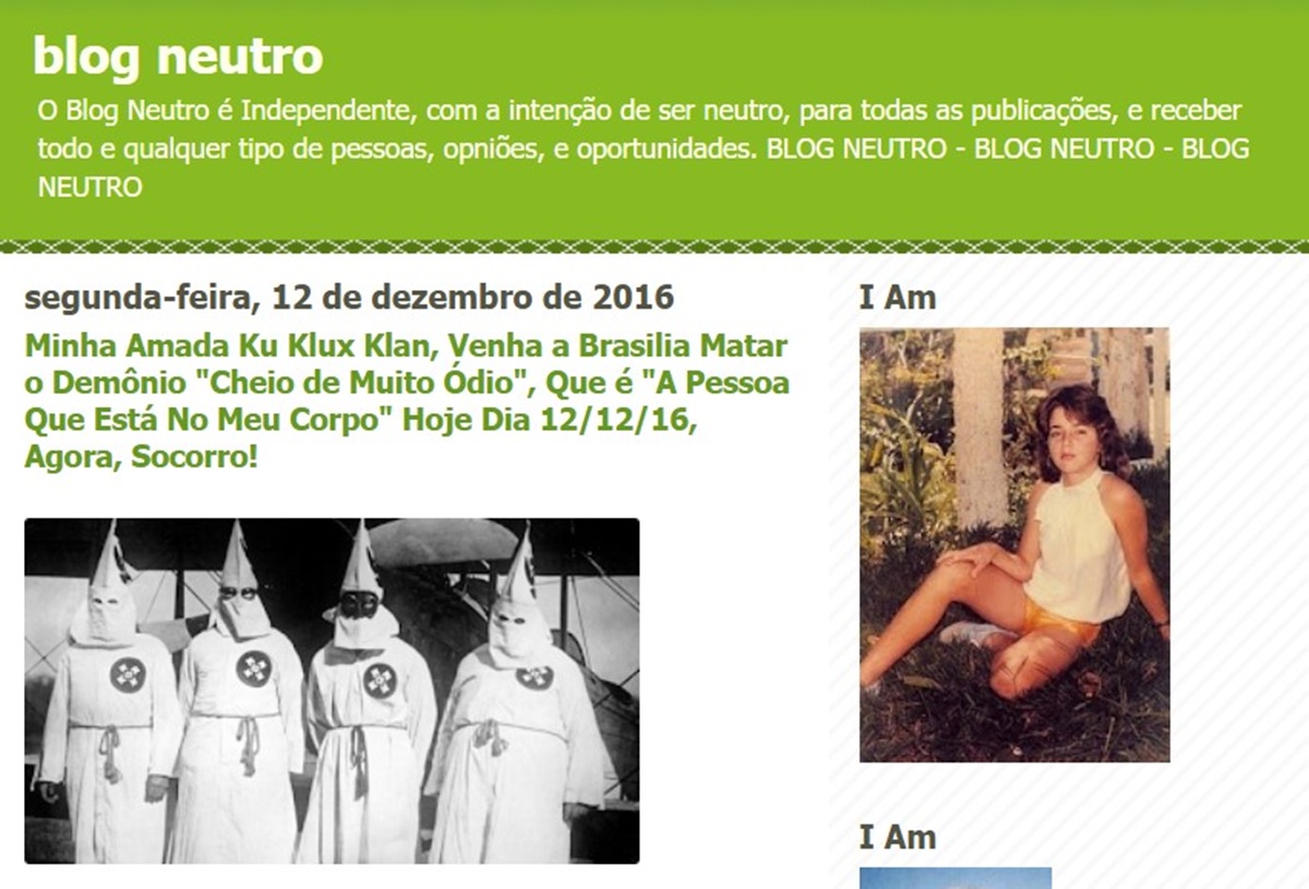 Print screen do blog de lusimar menina ministerio etrom - Metrópoles