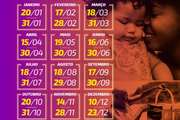 Imagem colorida, calendário de pagamento do Bolsa Família de 2025