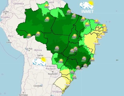 imagem colorida. Mapa de previsão do tempo para o fim de semana