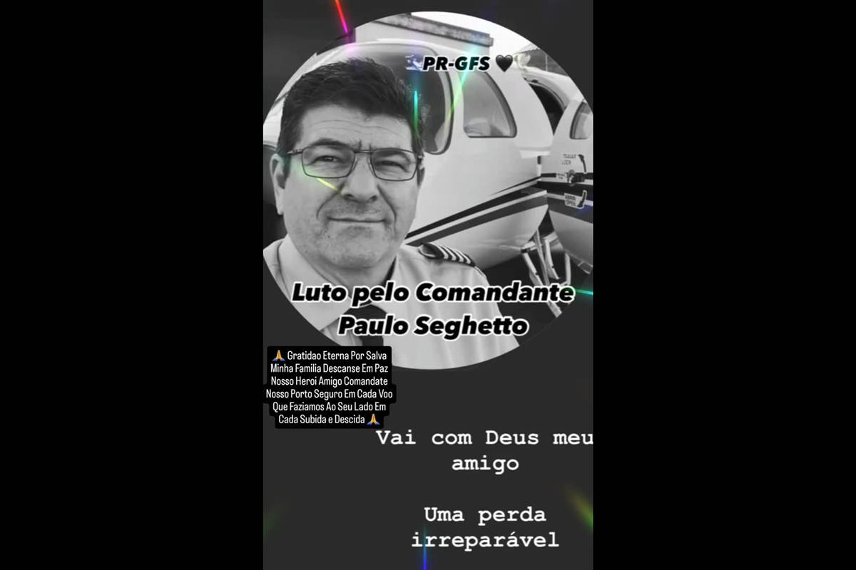 Post em homenagem ao piloto do avião que explodiu em Ubatuba - Metrópoles