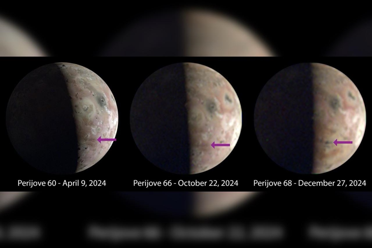 O gerador de imagens JunoCam da Juno capturou essas imagens de Io em 2024. Metrópoles