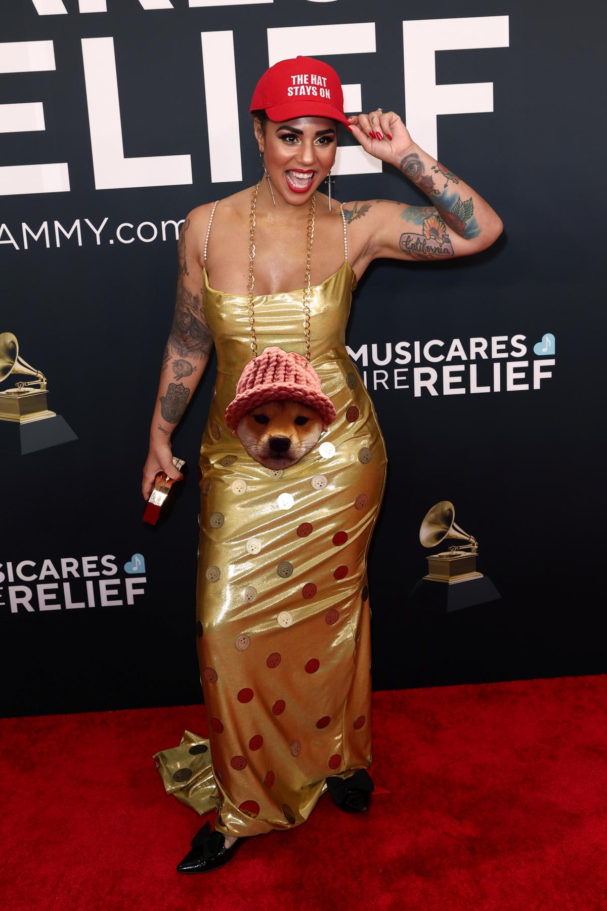 na imagem com cor, foto de Joy Villa no Grammy - metrópoles 