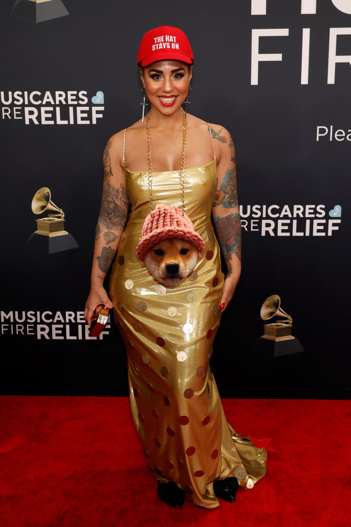 na imagem com cor, foto de Joy Villa no Grammy - metrópoles