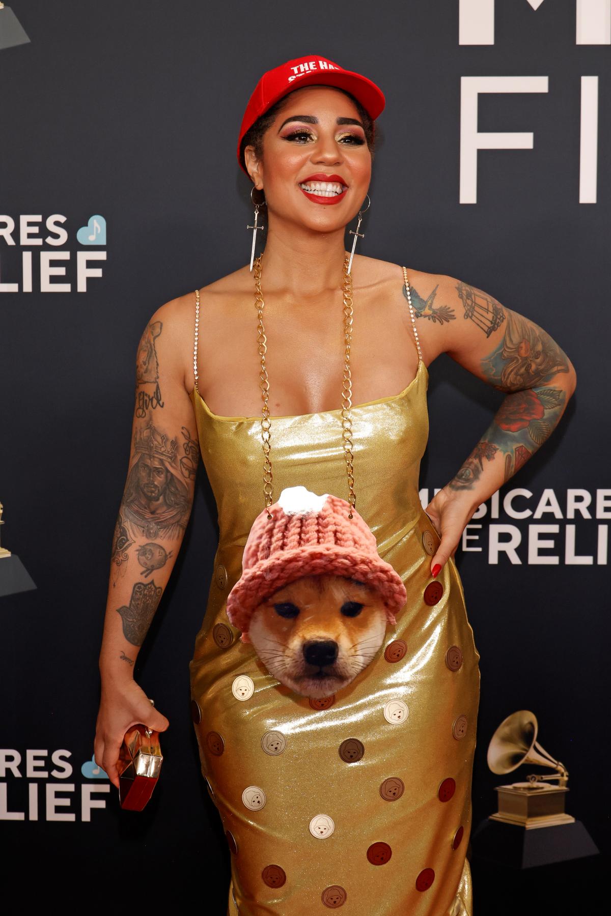 na imagem com cor, foto de Joy Villa no Grammy - metrópoles