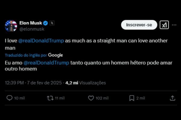 Print de publicação de Elon Musk na rede social X - Metrópoles