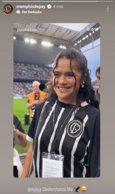 Imagem colorida de post de Depay sobre Maisa nas redes sociais- Metrópoles