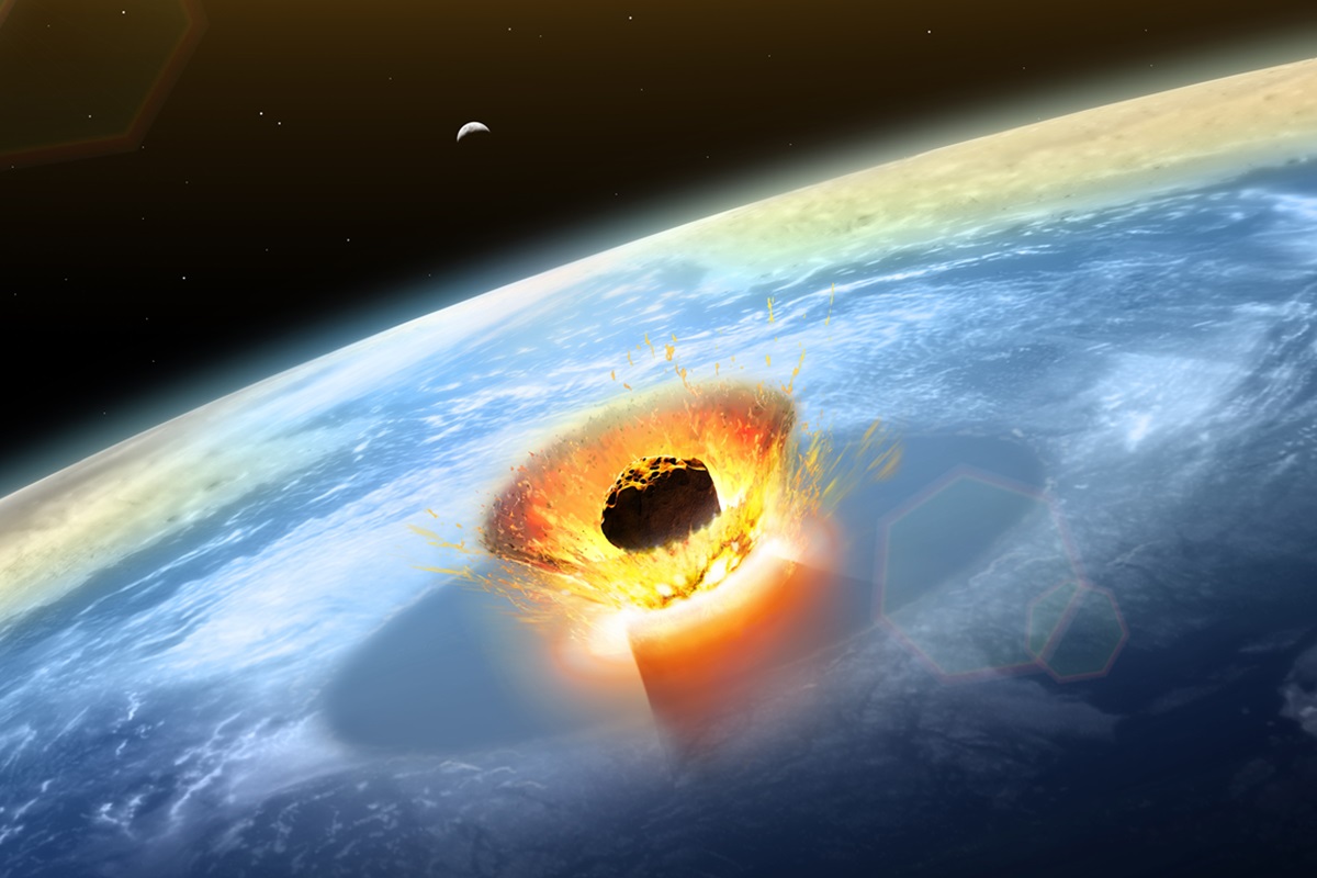 Ilustração mostra impacto de asteroide na Terra - Metrópoles
