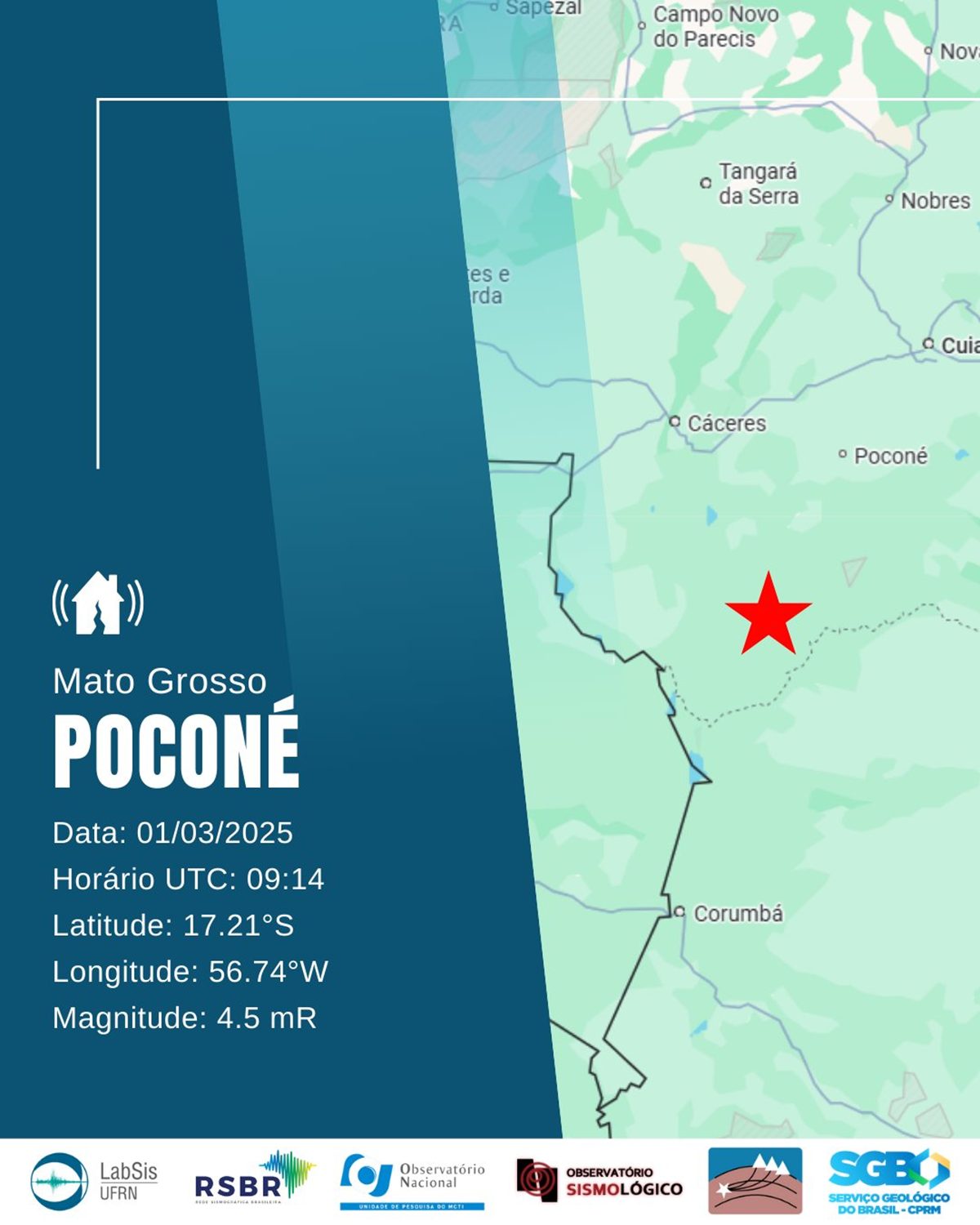 Terremoto de 4,5 na Escala Richter é registrado em Poconé (MT) - Metrópoles