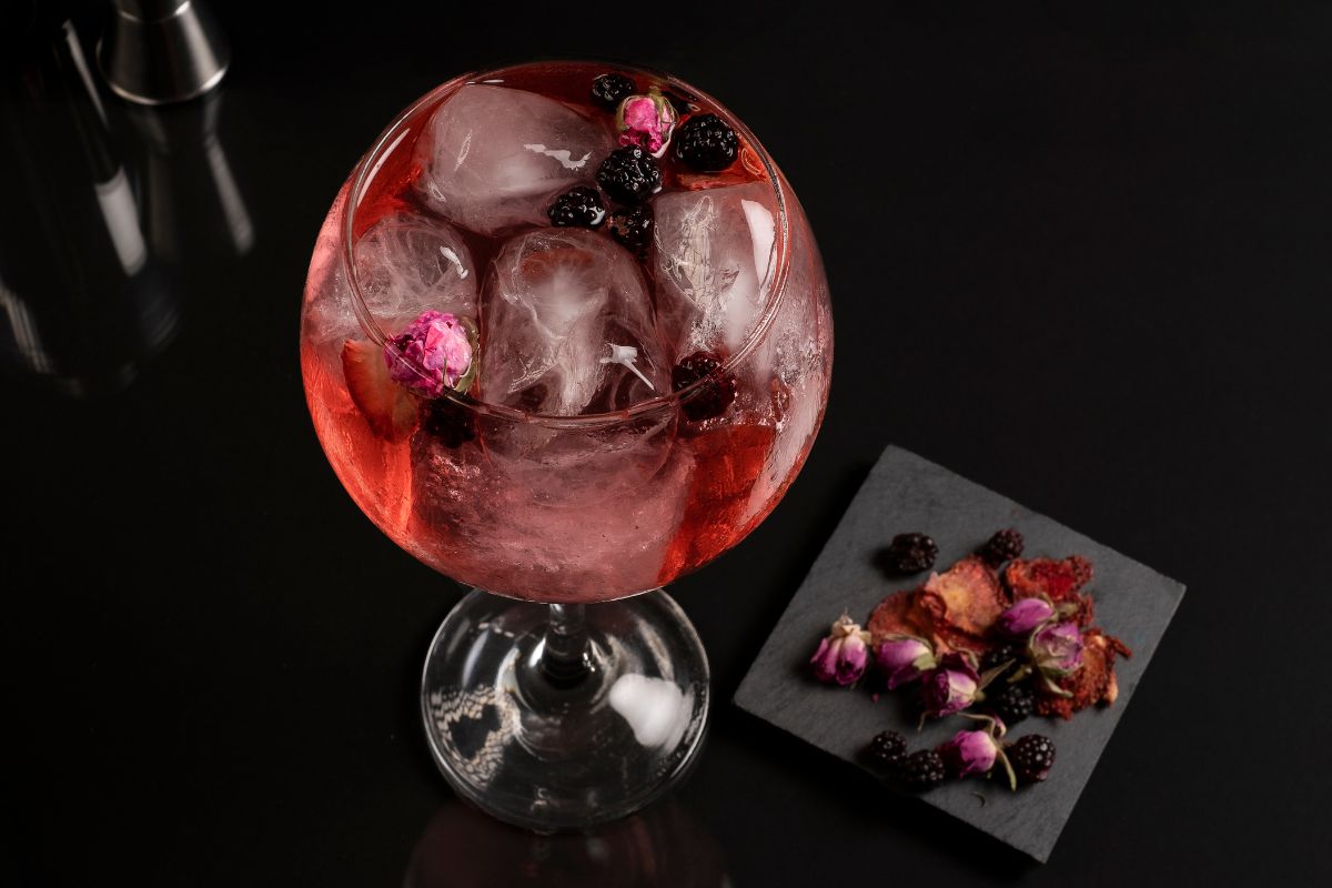 gin tônica com hibisco