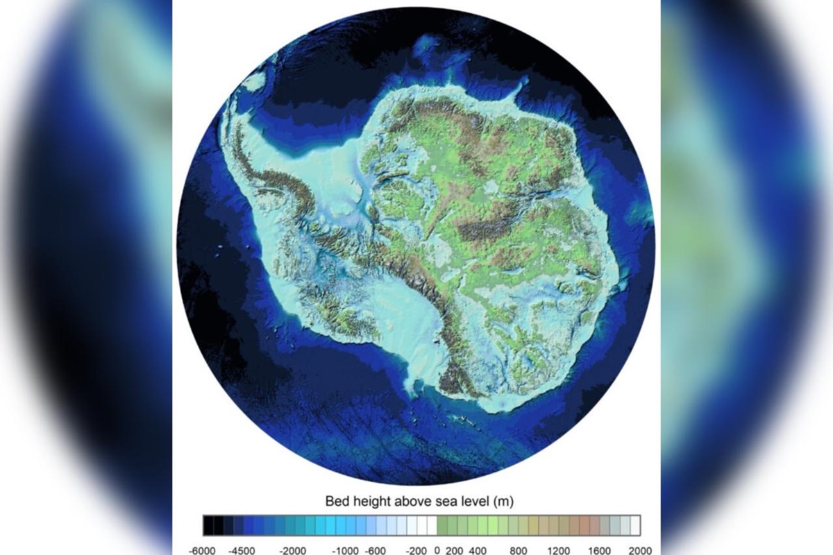 Imagem de mapa da Antártida sem gelo - Metrópoles