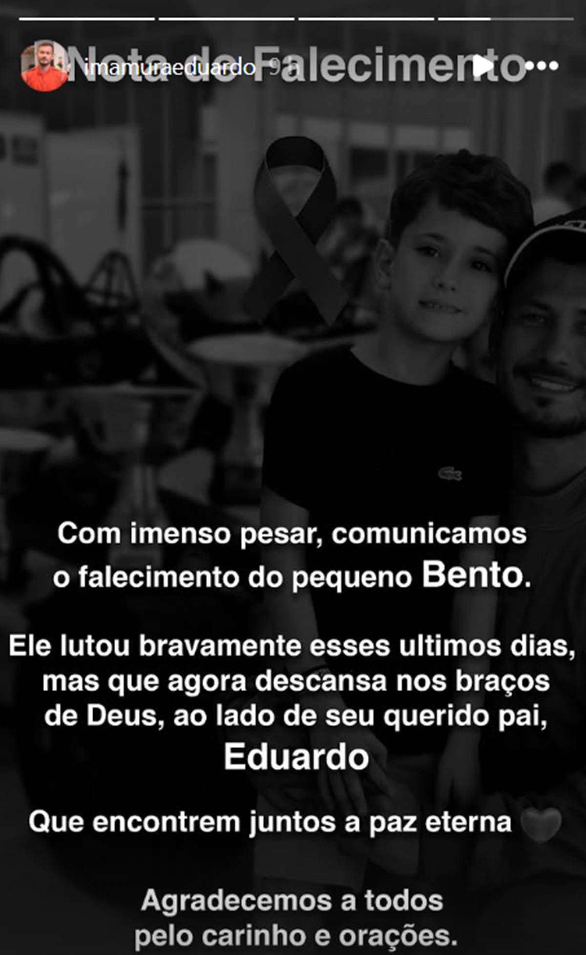 O piloto Eduardo Imamura faleceu no sábado, no dia do acidente. Bento, de 7 anos, ficou internado em Marília e morreu nesta terça-feira - Metrópoles