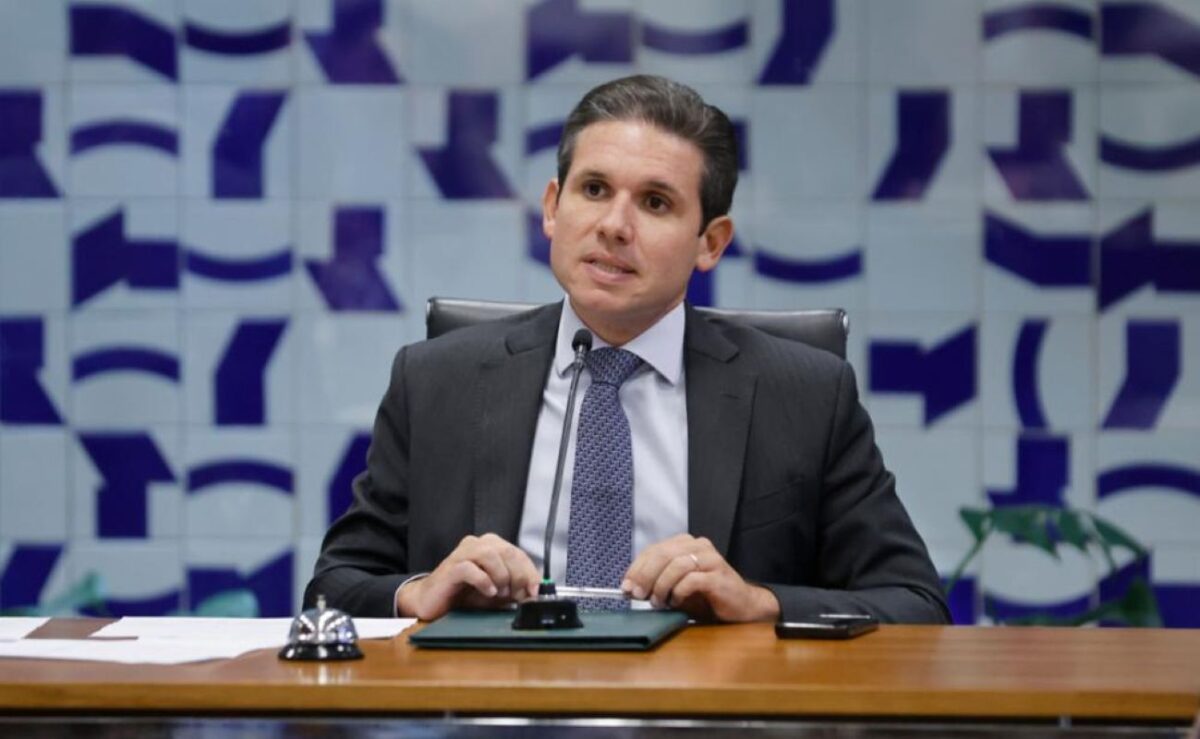 Presidente da Câmara, Hugo Motta (Republicanos-PB), na reunião de líderes