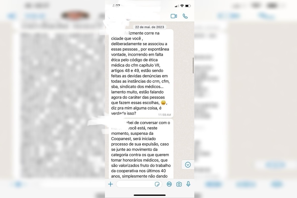 Veja ameaças enviadas pela máfia da anestesia a médicos dissidentes