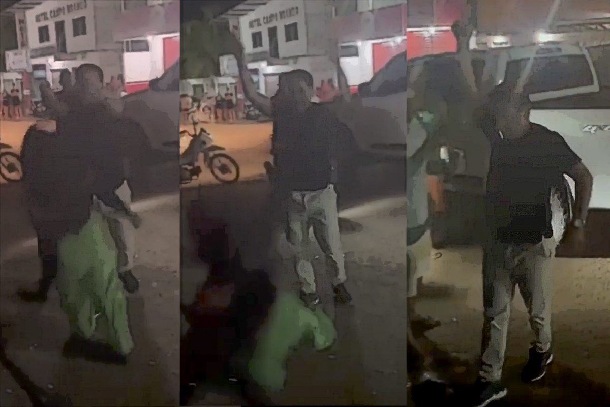 Comandante da PM é filmado agredindo mulher e atirando para o alto