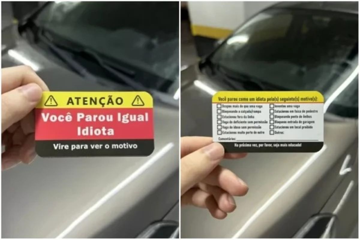 Cartão no para-brisa com recadinho vira hit: “Você parou igual idiota”