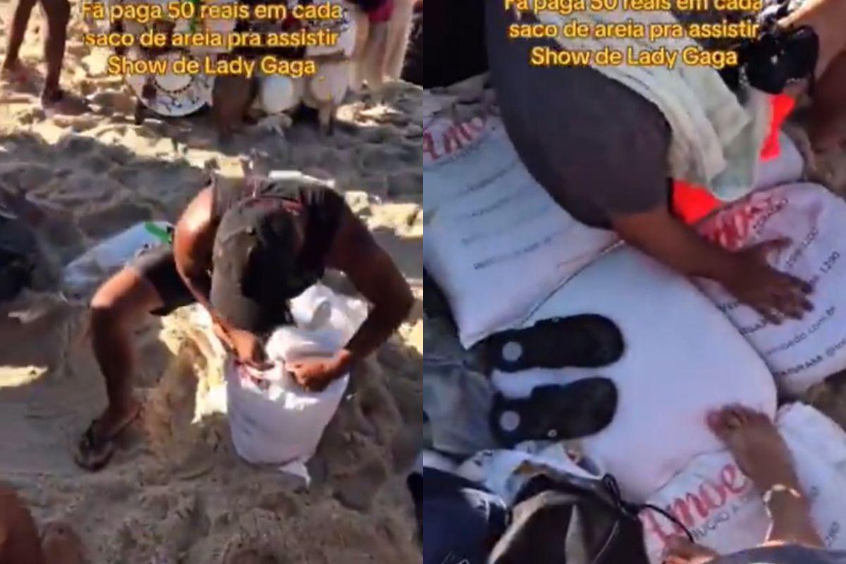 Ambulantes vendem saco de areia a R$ 50 em show de Lady Gaga: entenda