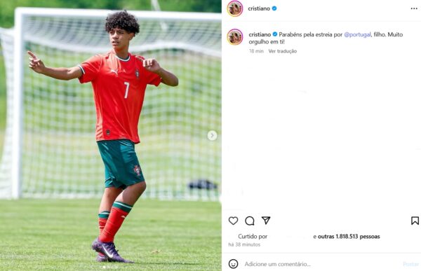 Foto colorida de Cristiano Ronaldo Jr - Metrópoles