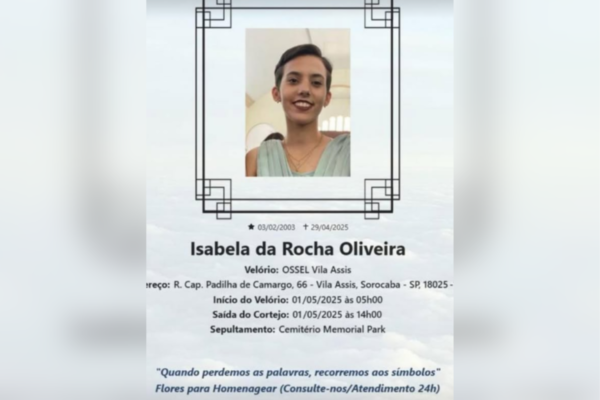 Imagem colorida de imagem anunciando a morte de uma estudante. Metrópoles