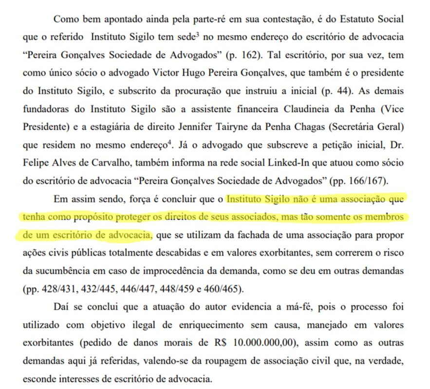 Decisão do TJSP diz que Insttuto Sigilo é uma entidade de fachada